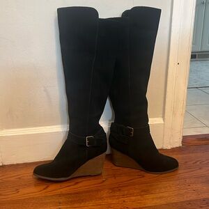 Black suede boots